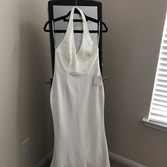 Lulu's Elegant White Halter Dress - Picture 1 of 7